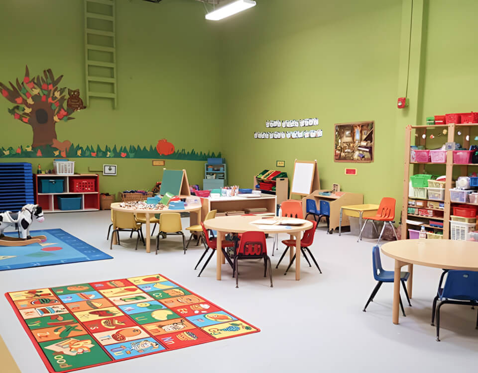 Color-rich art and craft station set up with accessible materials to inspire creativity and fine motor development.